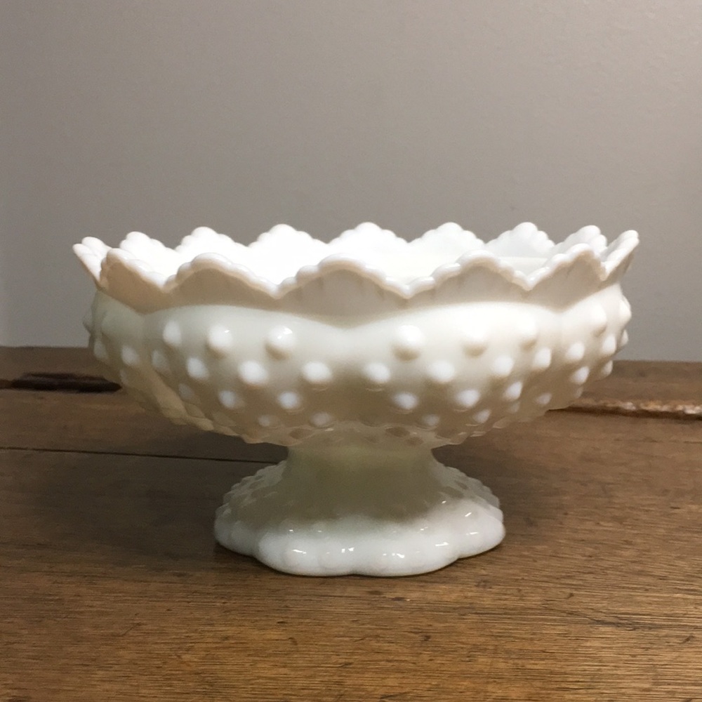 Authentic Fenton handmade milk glass epergnes